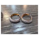 Sterling Silver Hoop Earrings with Stones