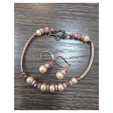 Sterling Silver Pearl Bracelet and Earrings Set