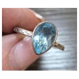 Sterling Silver Ring with Topaz, Size 6.5