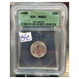 1982 Roosevelt Dime ICG MS67 Graded Coin