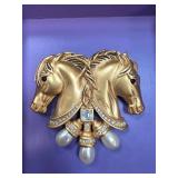Elizabeth Taylor Gold-Tone Double Horse Head Brooc