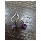 Sterling Silver Earrings with Purple Glass Beads