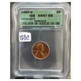 1960-D Lincoln Cent MS67 RD by ICG