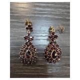 Sterling Silver and Garnet Drop Earrings