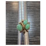 14k Gold and Jade Ring Sz 8.5 7g