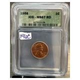 1958 Lincoln Cent ICG MS67 RD