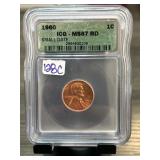 1960 ICG MS67 RD Small Date Lincoln Cent