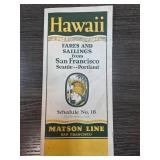 1928 Matson Line Hawaii Travel Schedule No. 16