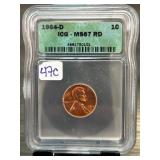 1964-D Lincoln Memorial Cent, ICG MS87 RD