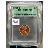 1964-D Lincoln Penny ICG MS67 RD