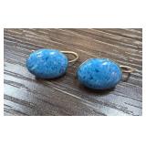 Sterling Silver Earrings with Blue Stone Accents