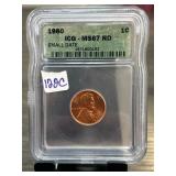 1960 ICG MS67 RD Small Date Lincoln Cent