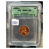 1968-S Lincoln Cent Graded ICG MS67 RD