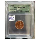 1960 Lincoln Cent Small Date MS67 RD by ICG