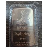 1986 National Silver Happy Birthday Bar 1 Troy Oun