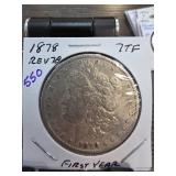 1878 Morgan Dollar with 7TF Reverse Design
