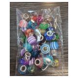 Bag of Colorful Glass Beads with Metal Centers