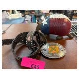Western-Themed Lot: Armadillo, Belt, Buckle