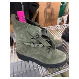 Chelsea & Violet Olive Suede Combat Boots