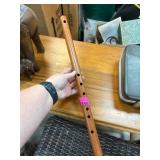 Wooden Flute with Carved Markings