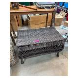 Woven Storage Bench with Hinged Lid