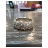 Sterling Silver and Diamond Ring Size 7