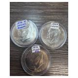 Three Eisenhower Dollar Coins