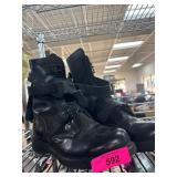 Black Leather Combat Boots, Made in USA Sz 7ï¿½
