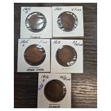 Five Early 20th Century Lincoln Wheat Cents