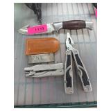 Knife and Multi-Tool Lot with Sheath