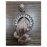 Sterling Silver Praying Hands Pendant 31g