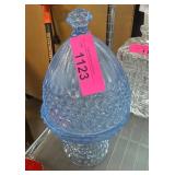Blue Pressed Glass Covered Dish