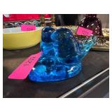 Blue Glass Lovebirds Figurine
