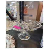 Pressed Glass Pedestal Cake Stand