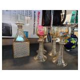 Amber Glass Decanter and Goblets Set