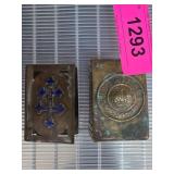 Two Older Metal Souvenir Matchbox Holders