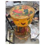 Hand-Painted Wooden Sewing Storage Tables