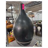Black Ceramic Vase With Beige Accent Stripe