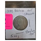 1889 British One Shilling Coin