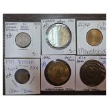 Six International Coins in Holders