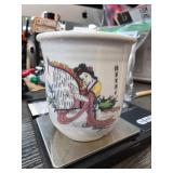 Chinese Porcelain Cup with Painted Scene and Calli