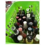 Nail Polish Lot in Green Plastic Basket