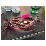 Red and Clear Glass Decorative Pieces Lot