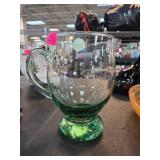 Green-Tinted Glass Pitcher With Handle