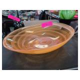 Swirled Amber Glass Decorative Bowl