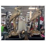 Gold Tone Heron and Turtle Table Lamps