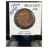 1949 Lincoln Wheat Cent in CH. UNC Condition