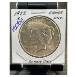 1922 Choice Uncirculated Peace Silver Dollar