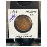 1929 Lincoln Wheat Penny in High Grade