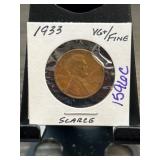 1933 Lincoln Wheat Cent, VG+/Fine